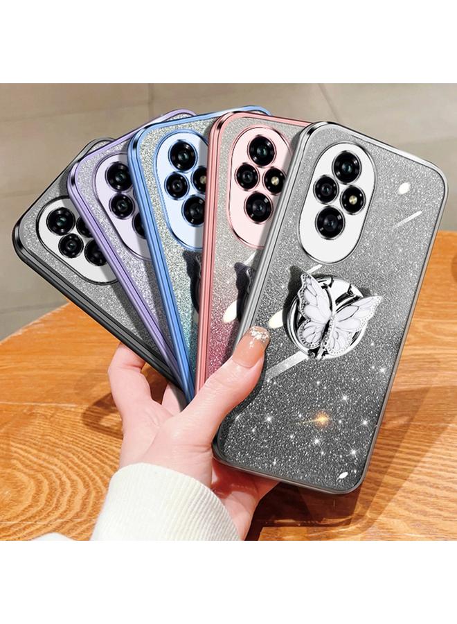 زبون جراب لهاتف Honor 200، جراب هاتف TPU بحامل على شكل فراشة بلون متدرج لامع - Image 2