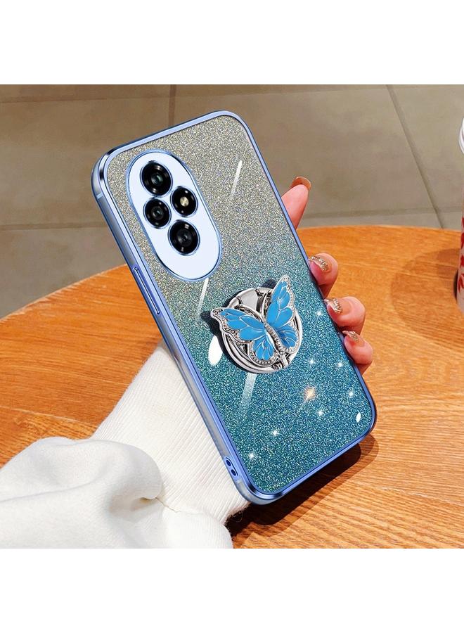 زبون جراب لهاتف Honor 200، جراب هاتف TPU بحامل على شكل فراشة بلون متدرج لامع - Image 1