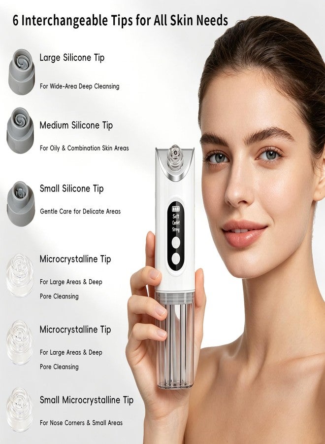 HOERCAAL Pore Vacuum Blackhead Remover, 2-in-1 Hydrating Facial Cleansing Tool, 3 Suction Levels, 6 Replaceable Heads, Deep Pore Cleaning for Blackheads & Blemishes - Image 4