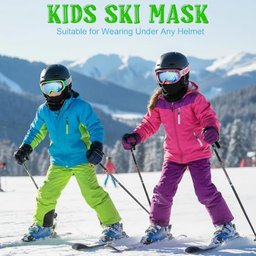 Outrip Kids Balaclava Ski Mask, Winter Windproof Fleece Full Face Mask for Boys Girls, Neck Warmers Ear Muffs Hats for Cold Weather (US, Age, 4 Years, 12 Years, Black) - Image 4