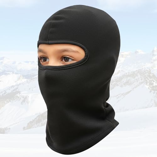 Outrip Kids Balaclava Ski Mask, Winter Windproof Fleece Full Face Mask for Boys Girls, Neck Warmers Ear Muffs Hats for Cold Weather (US, Age, 4 Years, 12 Years, Black) - Image 3