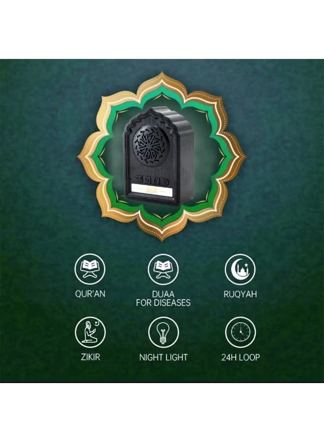 Wall Mounted Quran Speaker MP3 Player  8GB Storage USB Rechargeable & FM Radio Mosque-Shaped Design with Remote Control - Image 5