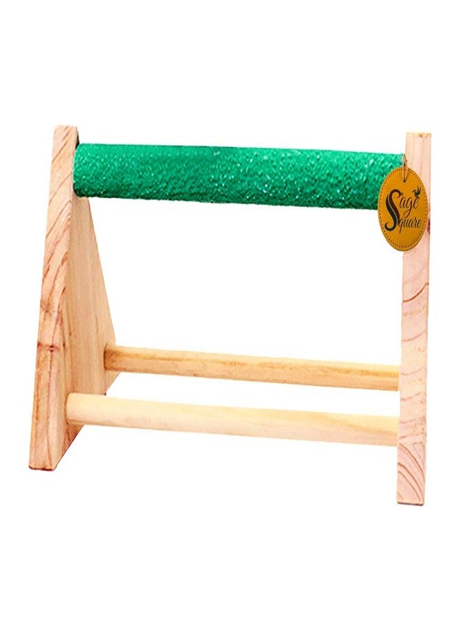 Sage Square 11" / 28 cm Natural Wooden Table Playful Climbing Cum Training Perch Bird Sand Stand/Bird Toy - Image 5