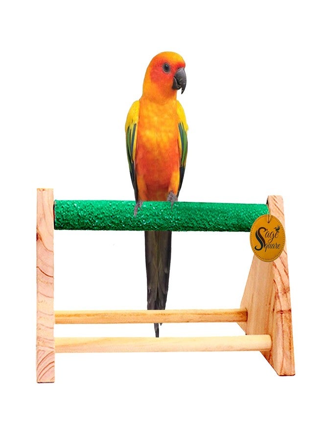 Sage Square 11" / 28 cm Natural Wooden Table Playful Climbing Cum Training Perch Bird Sand Stand/Bird Toy - Image 1
