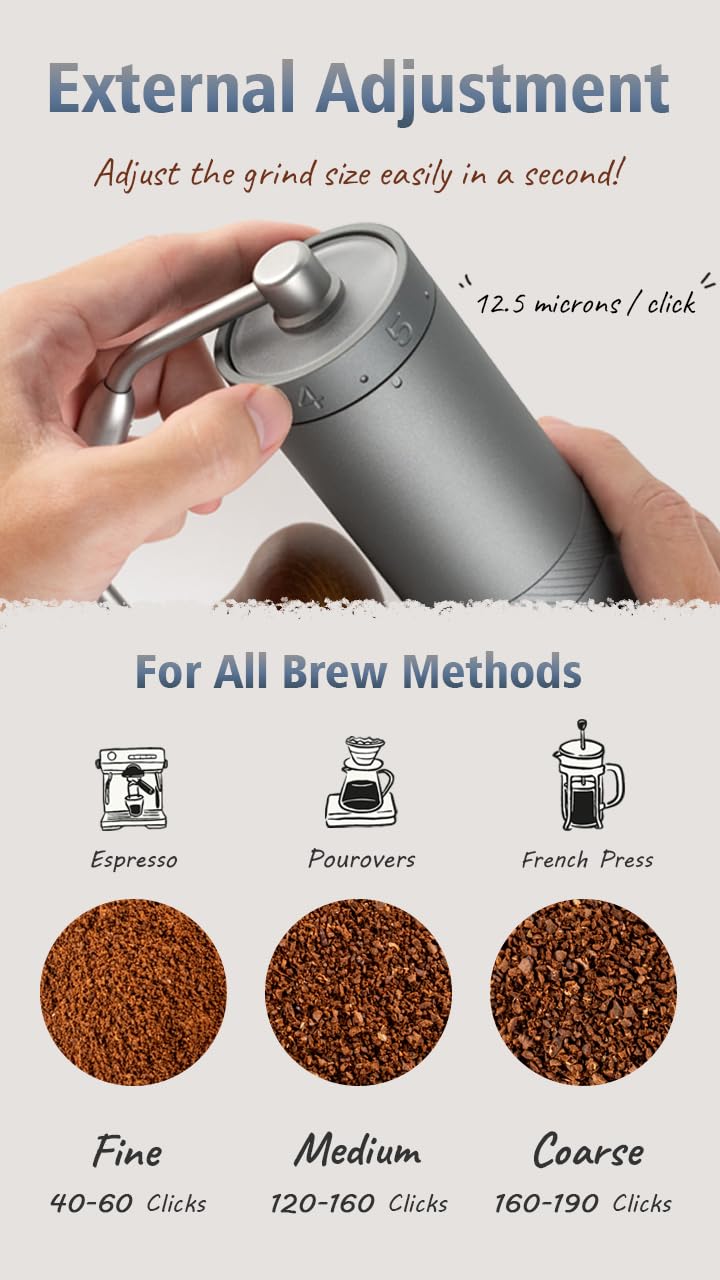 1 زد بريسو مطحنة القهوة اليدوية 1Zpresso X-Ultra - لون أسود منتصف الليل، هيكل معدني قوي ومتين، مجموعة من الفولاذ المقاوم للصدأ، إعداد خارجي رقمي، كوب التقاط مغناطيسي، مطحنة محمولة ذات كفاءة طحن أسرع - Image 2