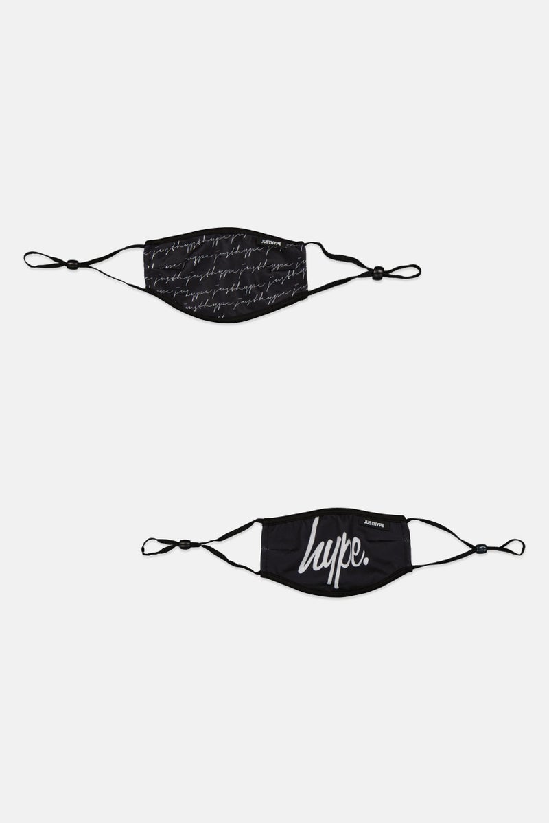 Hype 2 Pcs Printed Face Mask, Black - Image 1