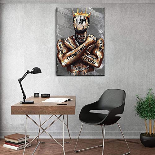 AKOTAC Framed Black Men Wall Art African American Man Portrait Wall Art Afro King Poster Abstract Contemporary Canvas Prints Painting Home Decor for Bedroom Living Room - Image 4