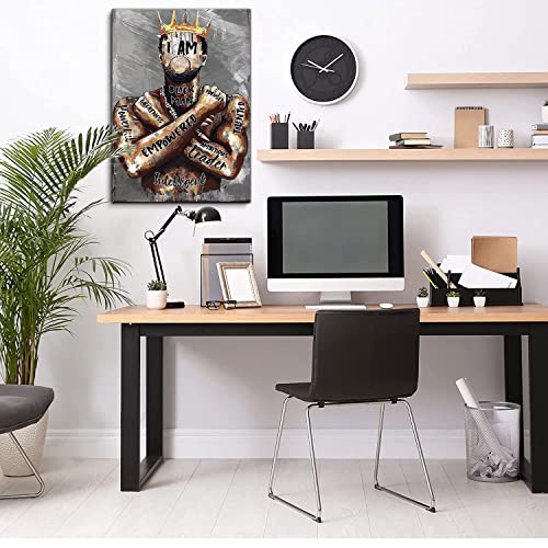 AKOTAC Framed Black Men Wall Art African American Man Portrait Wall Art Afro King Poster Abstract Contemporary Canvas Prints Painting Home Decor for Bedroom Living Room - Image 3