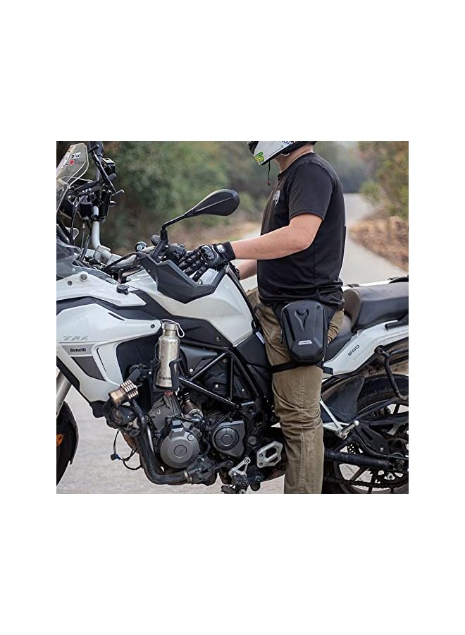 PROMASS حقيبة الساق | حقيبة ساق صلبة للرجال للدراجات النارية - حقيبة خفيفة سوداء للخصر للسير، والسفر، و - Image 2