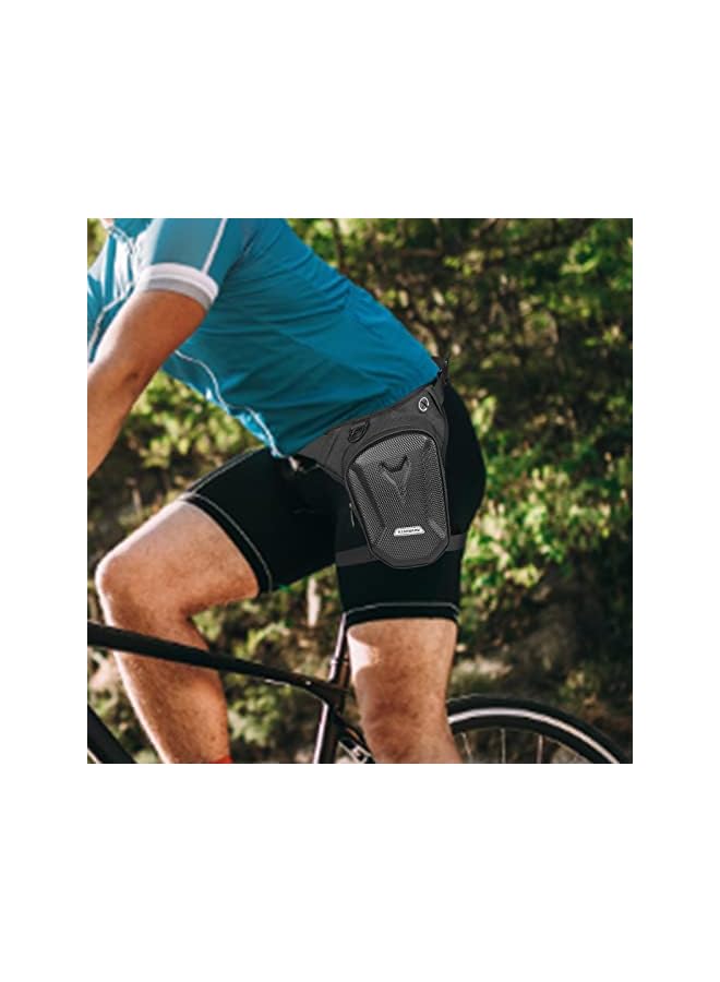 PROMASS حقيبة الساق | حقيبة ساق صلبة للرجال للدراجات النارية - حقيبة خفيفة سوداء للخصر للسير، والسفر، و - Image 3