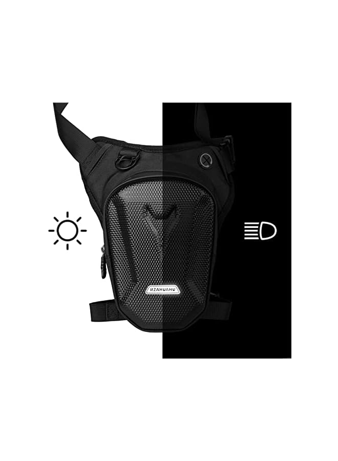 PROMASS حقيبة الساق | حقيبة ساق صلبة للرجال للدراجات النارية - حقيبة خفيفة سوداء للخصر للسير، والسفر، و - Image 5