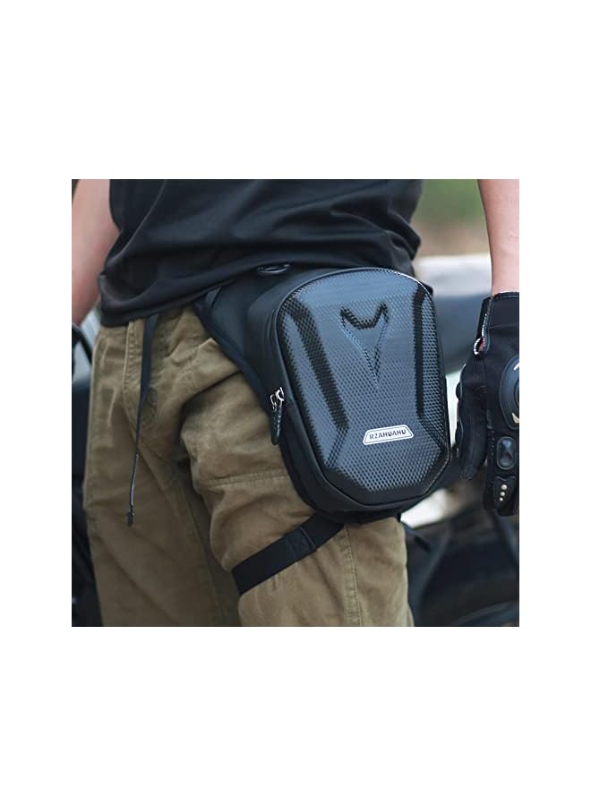 PROMASS حقيبة الساق | حقيبة ساق صلبة للرجال للدراجات النارية - حقيبة خفيفة سوداء للخصر للسير، والسفر، و - Image 4