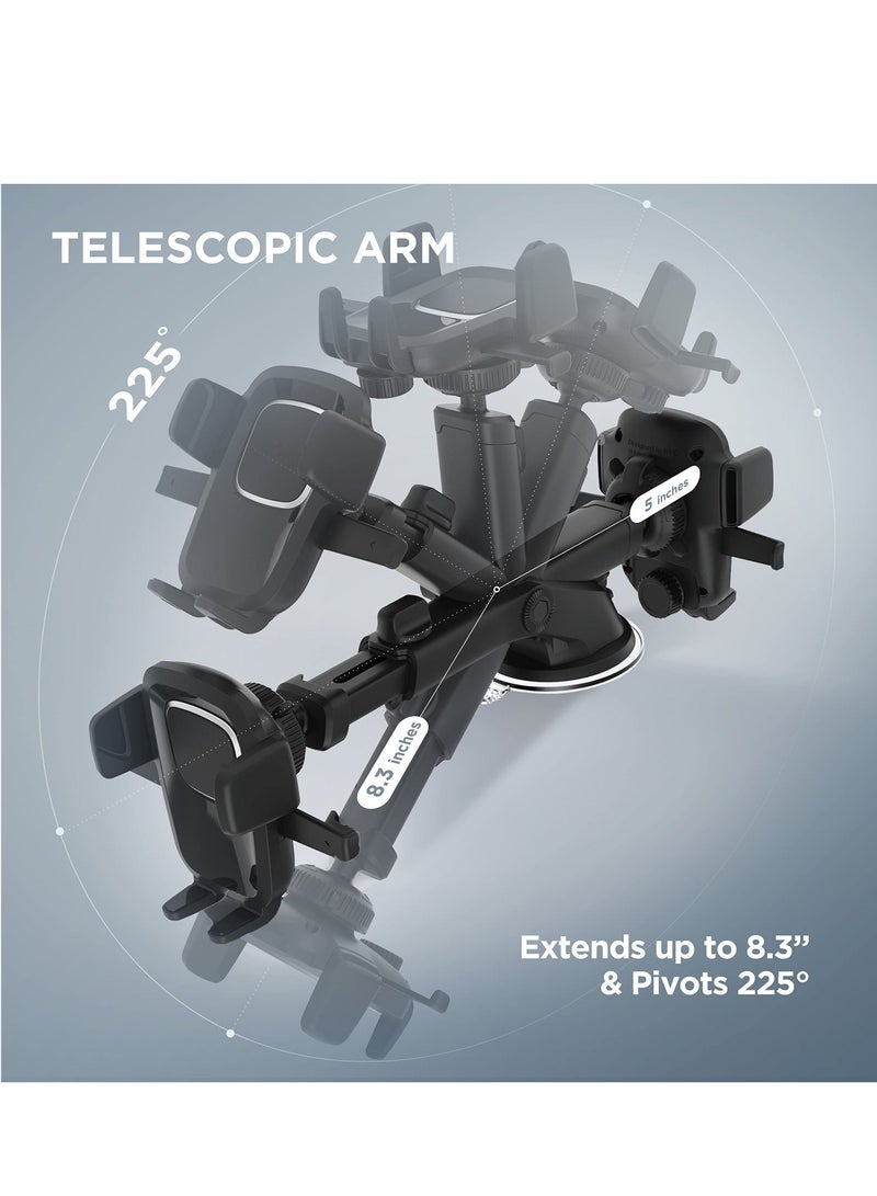 SYOSI Easy One Touch 4 Dash & Windshield Universal Car Mount Phone Holder Desk Stand for -iPhone, Samsung, Moto, Huawei, Nokia, LG, Smartphones, Black - Image 3