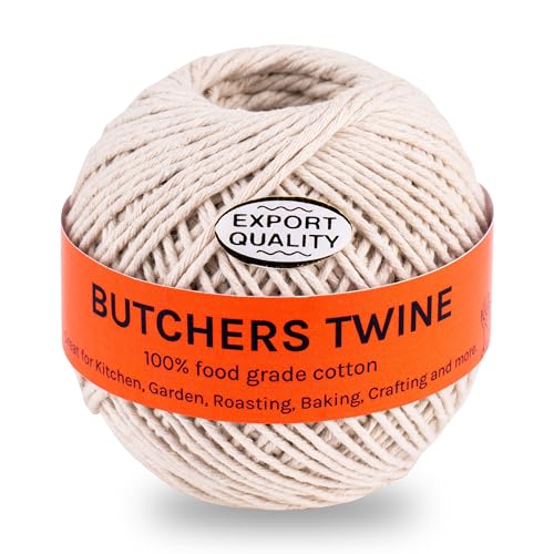 ZIBELL Butchers Twine 12 Ply Cotton Kitchen Twine for Roasting Bakers Cooking Twine Food Safe String|Meat Sausage Poultry Trussing 2MM Thread|Gardening Thread Craft DIY Gift Wrapping Crocheting Twine 80m - Image 1