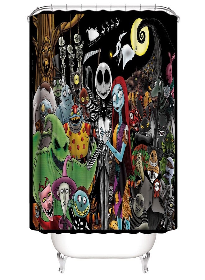DDS-DUDES 4Pcs Christmas Shower Curtain Sets Kids Bathroom Halloween Decor with 12 Curtain Hooks for Bathroom, Waterproof 71 x 71 inch (D17) - Image 2