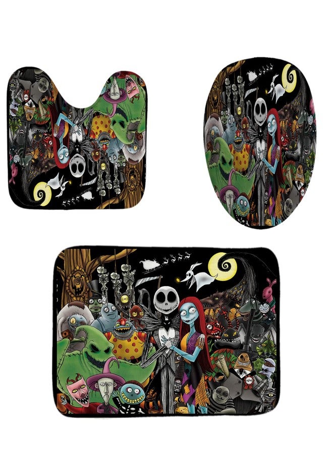 DDS-DUDES 4Pcs Christmas Shower Curtain Sets Kids Bathroom Halloween Decor with 12 Curtain Hooks for Bathroom, Waterproof 71 x 71 inch (D17) - Image 3