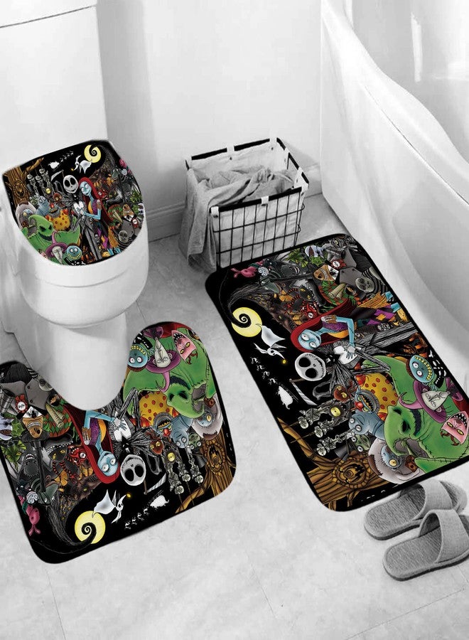 DDS-DUDES 4Pcs Christmas Shower Curtain Sets Kids Bathroom Halloween Decor with 12 Curtain Hooks for Bathroom, Waterproof 71 x 71 inch (D17) - Image 4