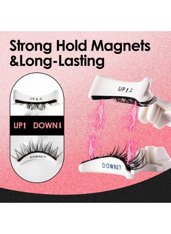 مجموعة رموش مغناطيسية مع أداة تطبيق، 8 مجموعات، رموش مغناطيسية مزدوجة قابلة لإعادة الاستخدام، لا حاجة للغراء أو محدد العيون، رموش صناعية بمظهر طبيعي وخفيف مع أداة الرموش وعلبة تخزين مغناطيسية للنساء - Image 3