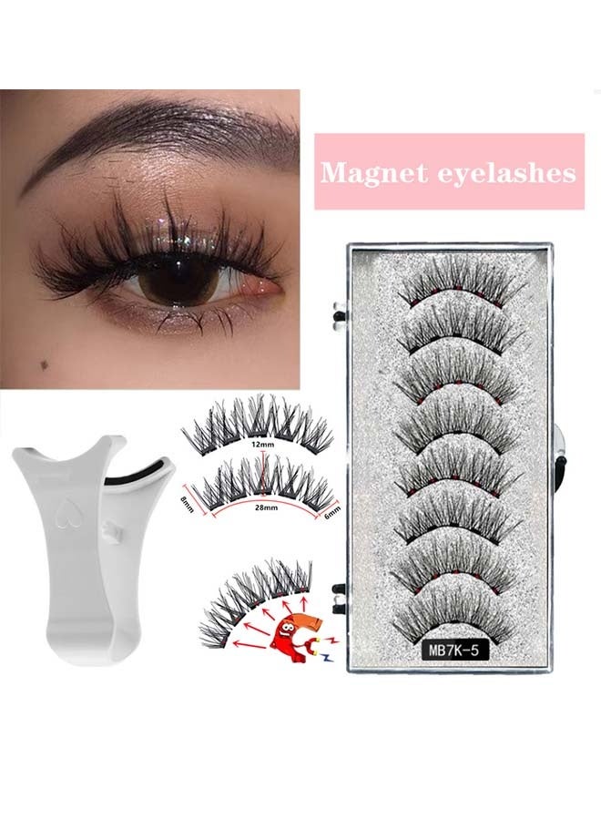 مجموعة رموش مغناطيسية مع أداة تطبيق، 8 مجموعات، رموش مغناطيسية مزدوجة قابلة لإعادة الاستخدام، لا حاجة للغراء أو محدد العيون، رموش صناعية بمظهر طبيعي وخفيف مع أداة الرموش وعلبة تخزين مغناطيسية للنساء - Image 1