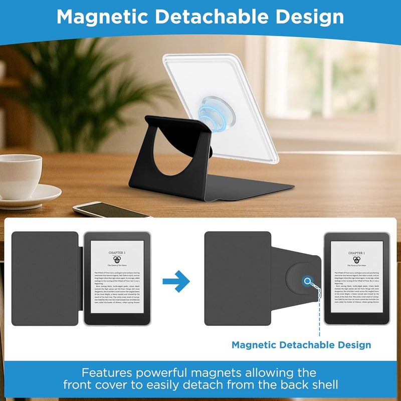 Vane Oak Magnetic Detachable 2-in-1 Stand Case for 6.8" Kindle Paperwhite (11th Generation-2021) and Kindle Paperwhite Signature Edition, Slim PU Shell Cover Case with Auto Wake/Sleep, Black - Image 3