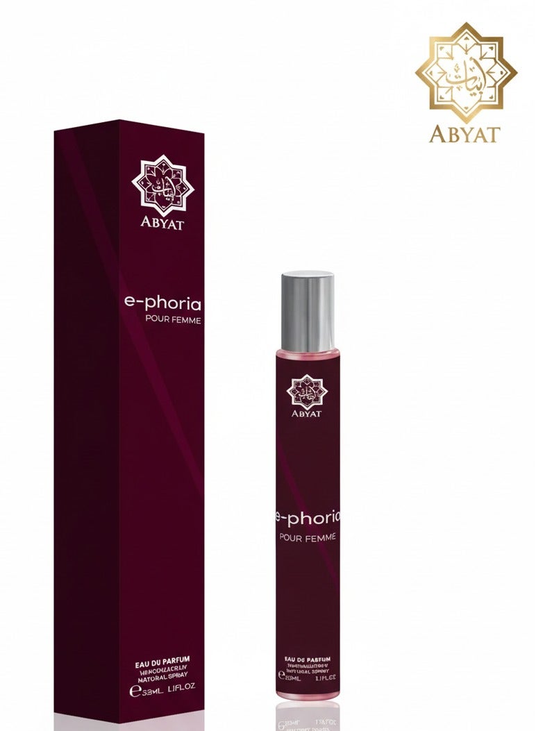 ABYAT E-Phoria Pour Femme Eau De Parfum – Oriental Floral Long Lasting Fragrance for Women 33ml (Maroon & Silver) - Image 1