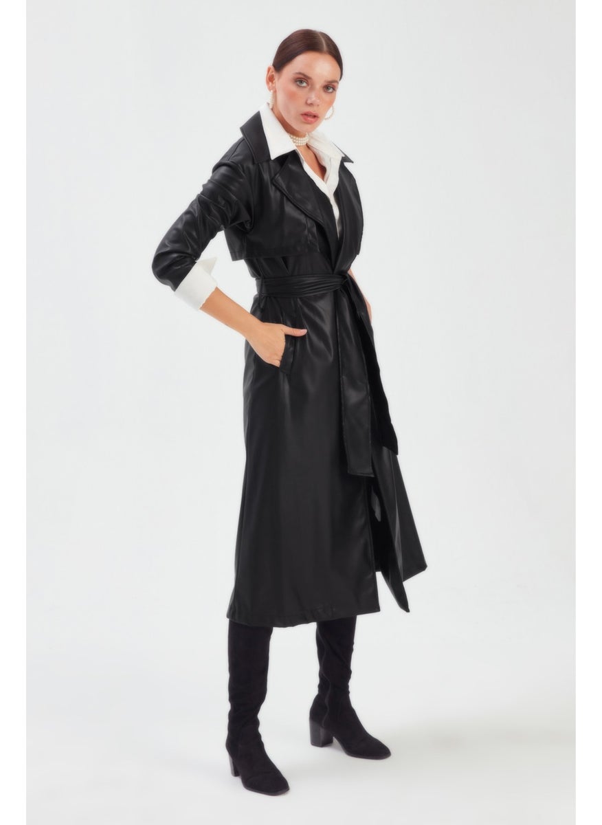 Long Leather Trench Coat/Black/Size 42 - pzsku/Z6DE8EF3694AE210A3068Z/45/_/1736323953/08745cae-a46c-421c-8e67-558feca9f810