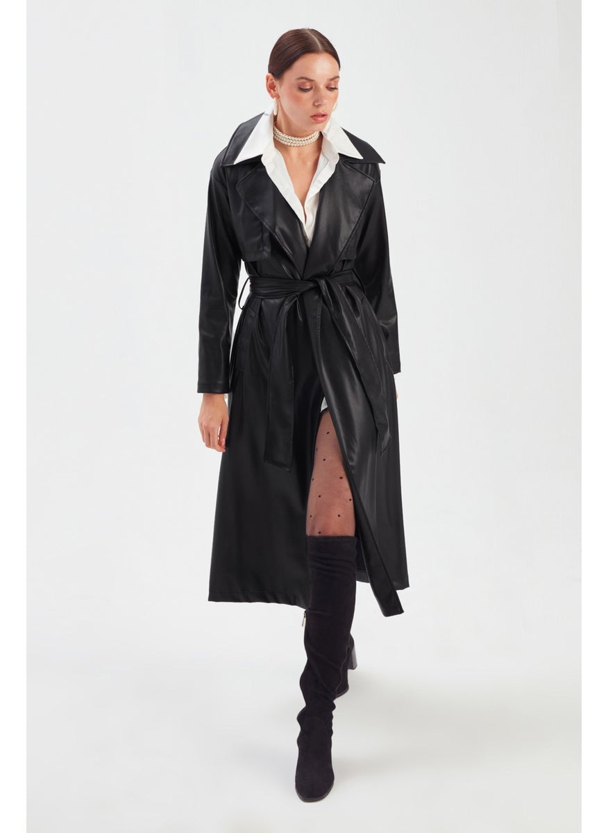 Long Leather Trench Coat/Black/Size 42 - pzsku/Z6DE8EF3694AE210A3068Z/45/_/1736323955/bbccf9b2-a381-4ead-93b9-69ee02f70a52