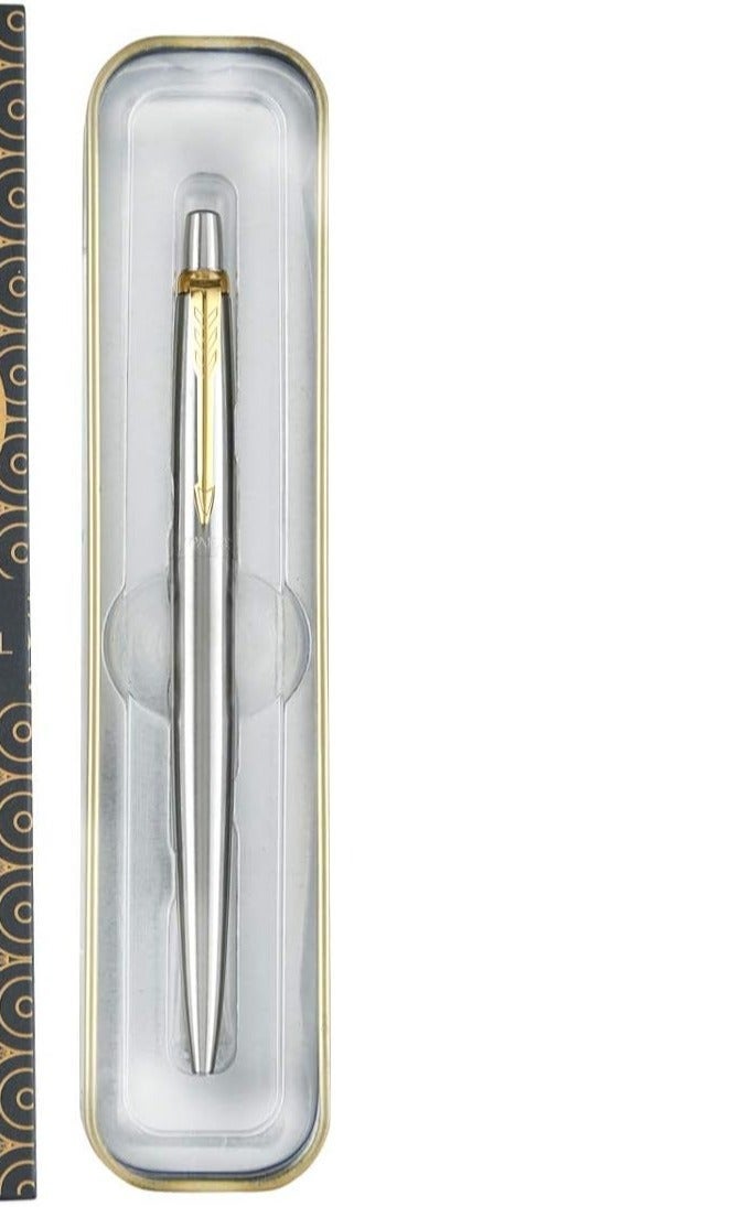 Parker Moments Jotter Steel Gold Trim Ball Pen (Silver)