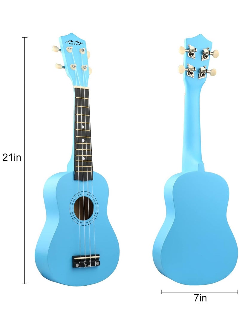 Mike Music Soprano Ukulele for Kids Adults 21 inch Ukuleles for Beginners Ukalelee Uke Hawaii Mini Guitar for Kids Beginners Students Small Guitar Ukulele with Gig Bag, 1 Spare String and Pick-Light Blue  - Image 2