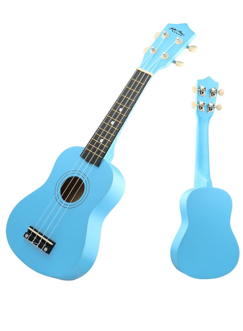 Mike Music Soprano Ukulele for Kids Adults 21 inch Ukuleles for Beginners Ukalelee Uke Hawaii Mini Guitar for Kids Beginners Students Small Guitar Ukulele with Gig Bag, 1 Spare String and Pick-Light Blue  - Image 3