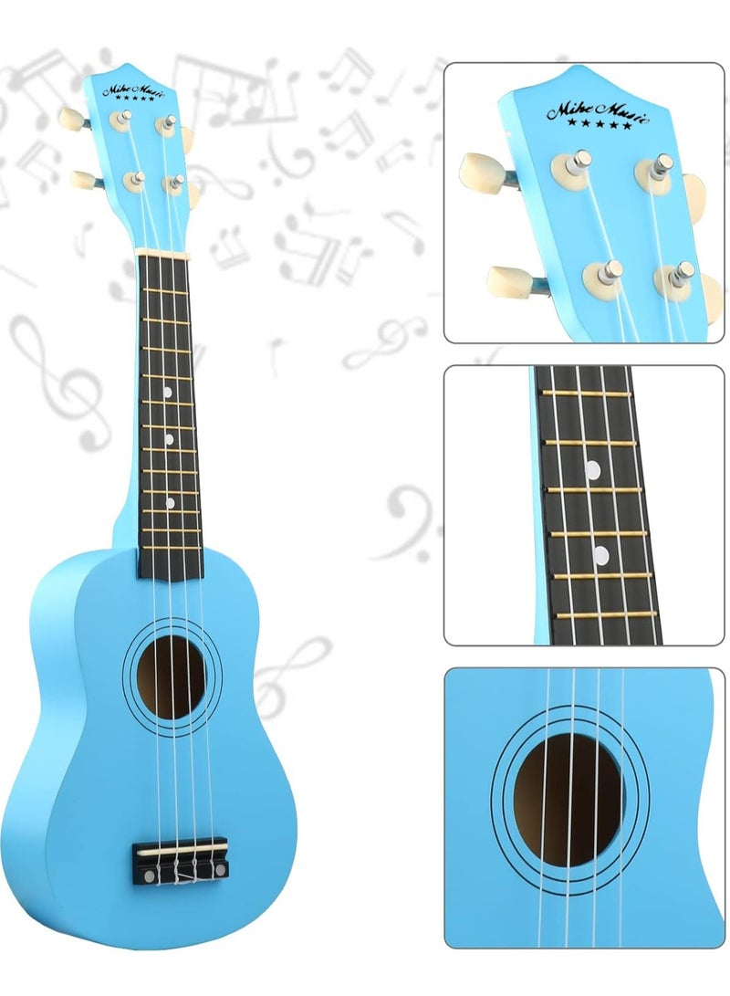 Mike Music Soprano Ukulele for Kids Adults 21 inch Ukuleles for Beginners Ukalelee Uke Hawaii Mini Guitar for Kids Beginners Students Small Guitar Ukulele with Gig Bag, 1 Spare String and Pick-Light Blue  - Image 4