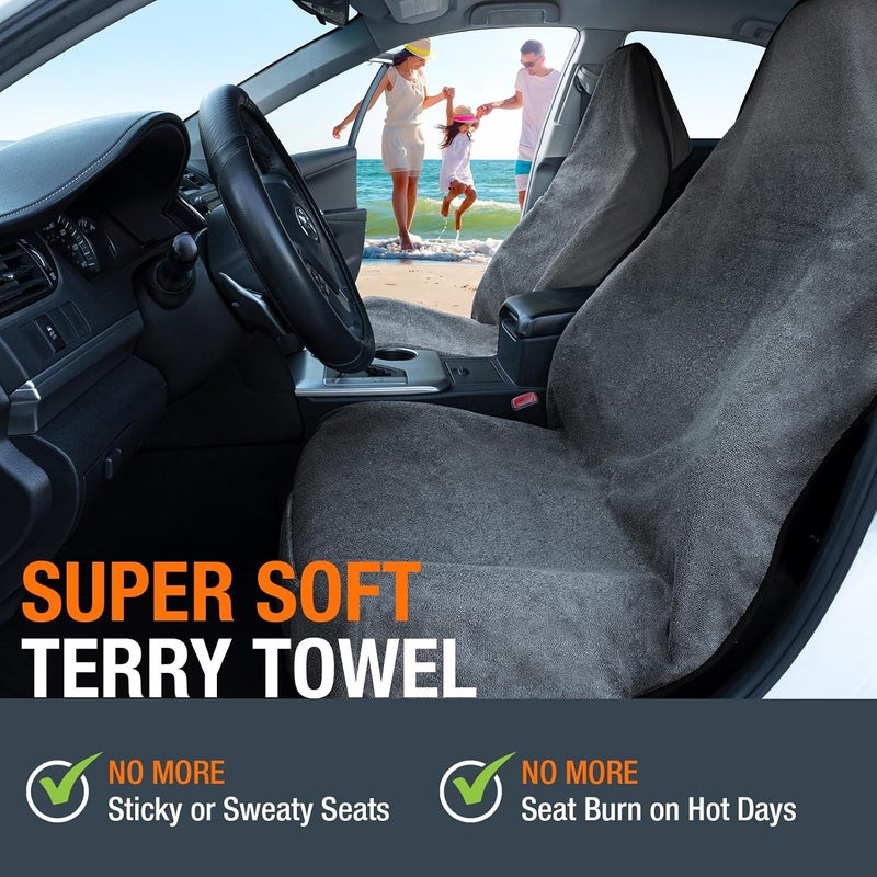 Leadpro Antimicrobial Waterproof Car Seat Towel Cover Set - 2pc, Grey - Image 4