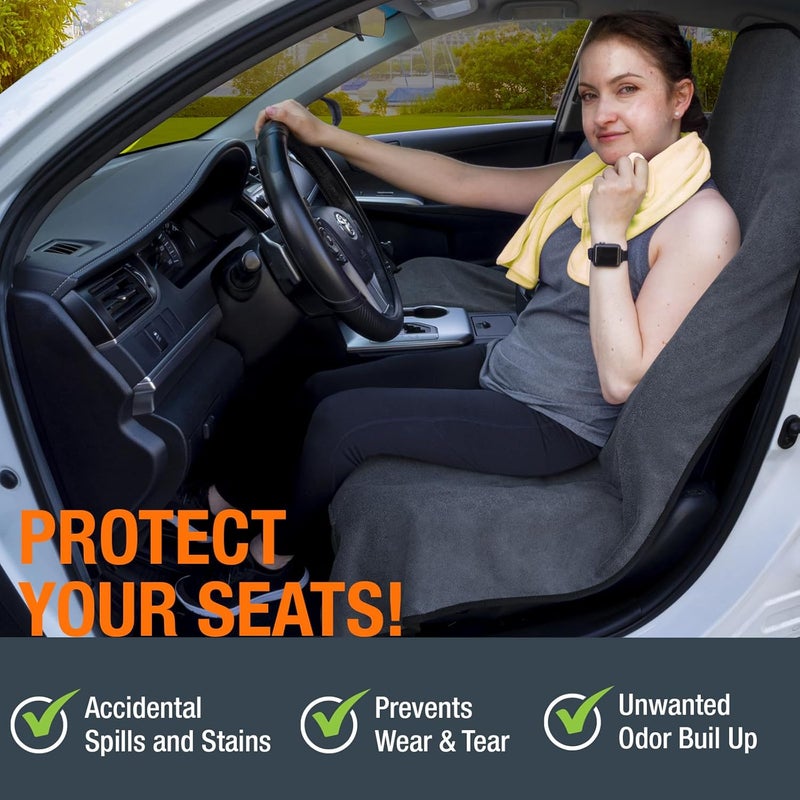 Leadpro Antimicrobial Waterproof Car Seat Towel Cover Set - 2pc, Grey - Image 3
