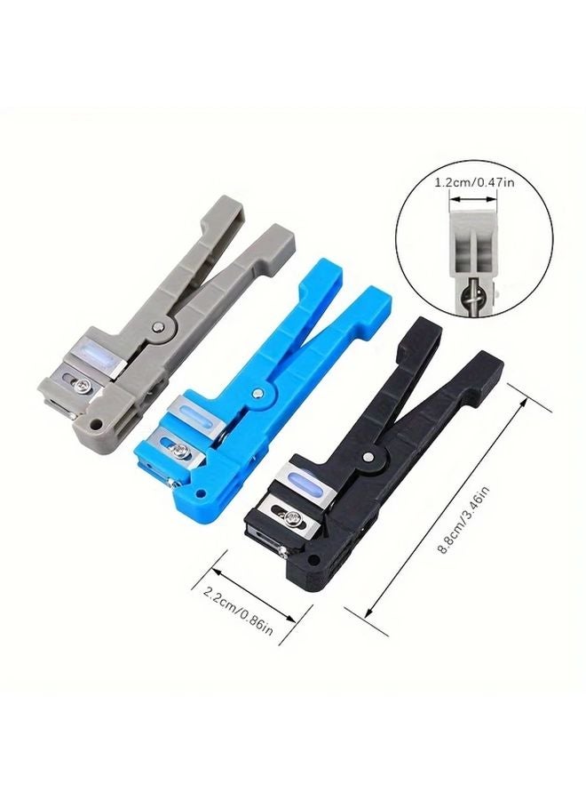 Gray Blue Black 3 Pack Fiber Optic Cable Stripper Set Manual Coaxial Wire Stripping Tool for Simplex Fiber - Image 3