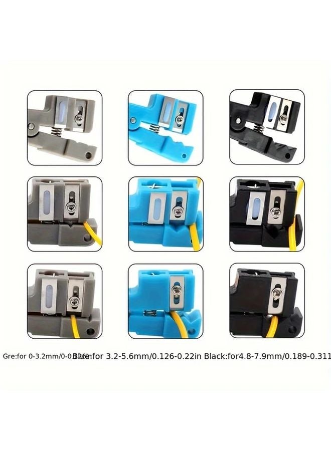 Gray Blue Black 3 Pack Fiber Optic Cable Stripper Set Manual Coaxial Wire Stripping Tool for Simplex Fiber - Image 4