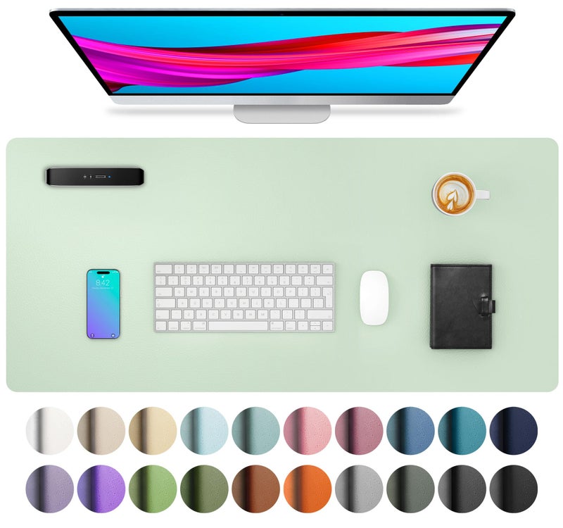 Aothia Large PU Leather Desk Pad Protector â€“ Non-Slip Mouse Pad & Writing Mat for Office/Home, Waterproof, Easy to Clean (31.5" x 15.7", Aqua) - Image 1