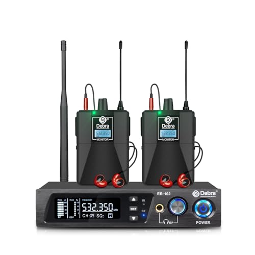 D Debra Audio PRO ER-102 UHF IEM Mono Wireless in Ear Monitor System with Monitoring Type for Stage, Band, Recording Studio,Guitar, Live Performance (Single Channel, 2 Bodypack) - Image 1