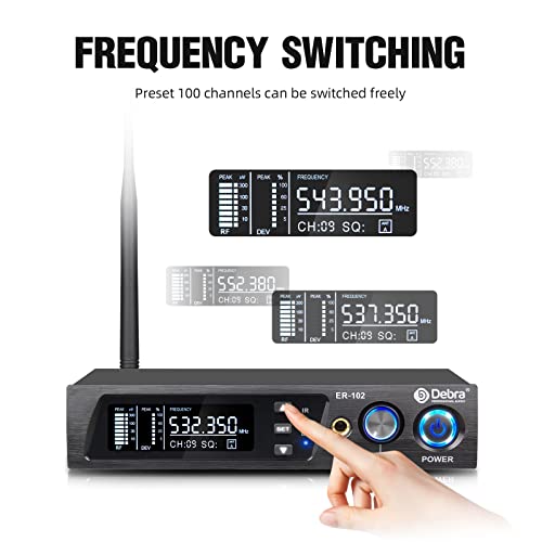 D Debra Audio PRO ER-102 UHF IEM Mono Wireless in Ear Monitor System with Monitoring Type for Stage, Band, Recording Studio,Guitar, Live Performance (Single Channel, 2 Bodypack) - Image 4