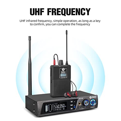 D Debra Audio PRO ER-102 UHF IEM Mono Wireless in Ear Monitor System with Monitoring Type for Stage, Band, Recording Studio,Guitar, Live Performance (Single Channel, 2 Bodypack) - Image 2