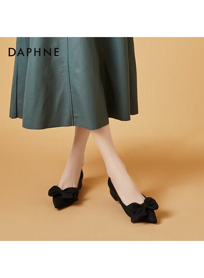 دافني Daphne حذاء نسائي أنيق ذو مقدمة مدببة وكعب منخفض مع ربطة أنيقة، كعب متين متعدد الاستخدامات، مريح للانزلاق، حذاء عمل مريح 4622101118 أسود المقاس 38 - Image 3