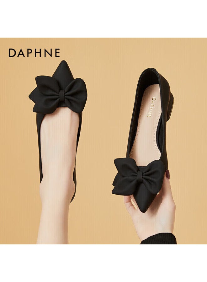 دافني Daphne حذاء نسائي أنيق ذو مقدمة مدببة وكعب منخفض مع ربطة أنيقة، كعب متين متعدد الاستخدامات، مريح للانزلاق، حذاء عمل مريح 4622101118 أسود المقاس 38 - Image 1