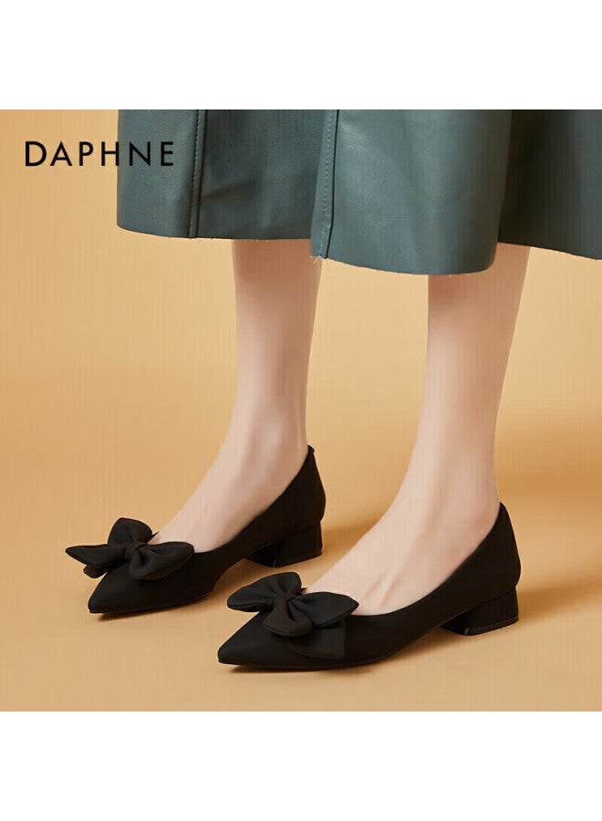دافني Daphne حذاء نسائي أنيق ذو مقدمة مدببة وكعب منخفض مع ربطة أنيقة، كعب متين متعدد الاستخدامات، مريح للانزلاق، حذاء عمل مريح 4622101118 أسود المقاس 38 - Image 2