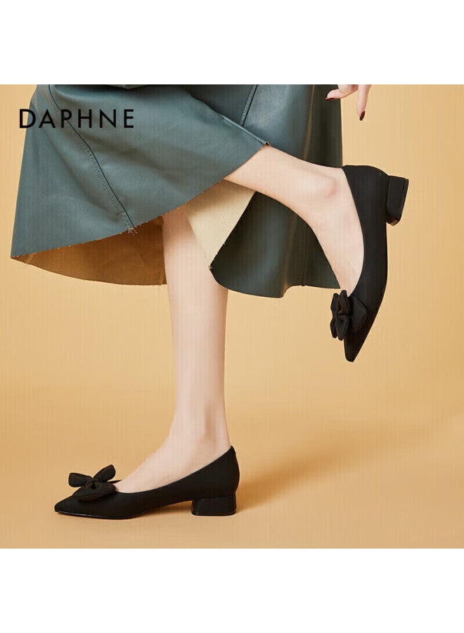 دافني Daphne حذاء نسائي أنيق ذو مقدمة مدببة وكعب منخفض مع ربطة أنيقة، كعب متين متعدد الاستخدامات، مريح للانزلاق، حذاء عمل مريح 4622101118 أسود المقاس 38 - Image 5
