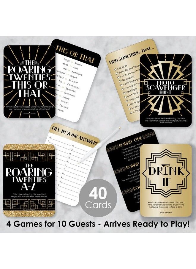 Big Dot of Happiness Roaring 20’S 4 1920S Art Deco Jazz Party Games 10 Cards Each Gamerific Bundle  - Image 3
