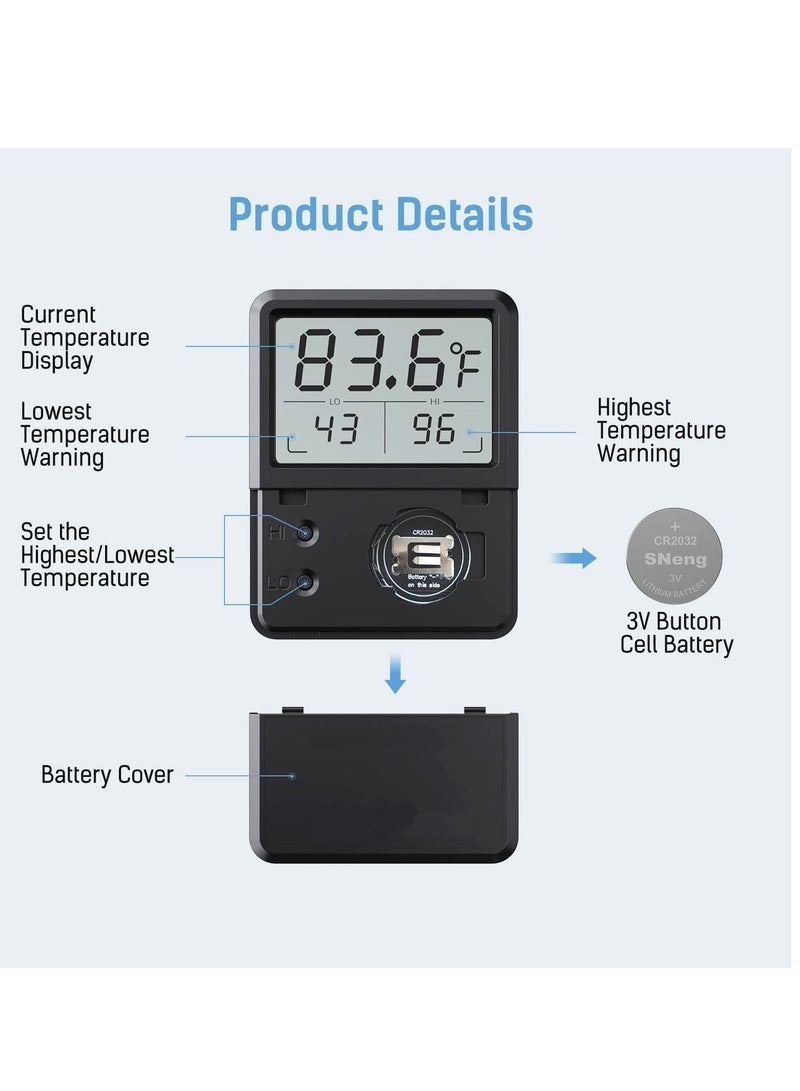 SYOSI Aquarium Thermometer 5S Refresh Speed Touch Screen Fish Tank Accurate Temperature Sensor Large LCD Touch Screen Energy Saving and Easy to Use - Image 2