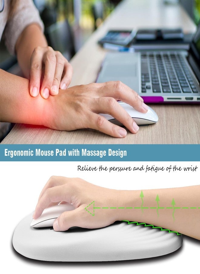 Armanza Ergonomic Mouse Pad Wrist Support, Mouse Pad with Wrist Rest, Entire Memory Foam & Non-Slip PU Base MousePads with Stepped-Wedge Design for Pain Relief, Desk, Office, Home, Vanilla Cream - Image 2