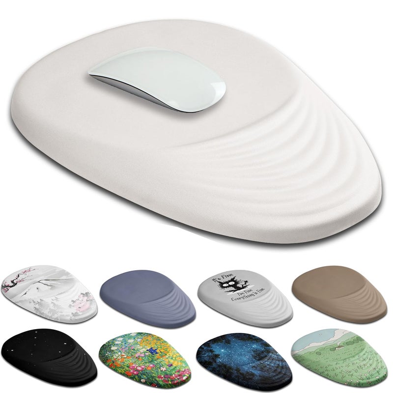 Armanza Ergonomic Mouse Pad Wrist Support, Mouse Pad with Wrist Rest, Entire Memory Foam & Non-Slip PU Base MousePads with Stepped-Wedge Design for Pain Relief, Desk, Office, Home, Vanilla Cream - Image 1