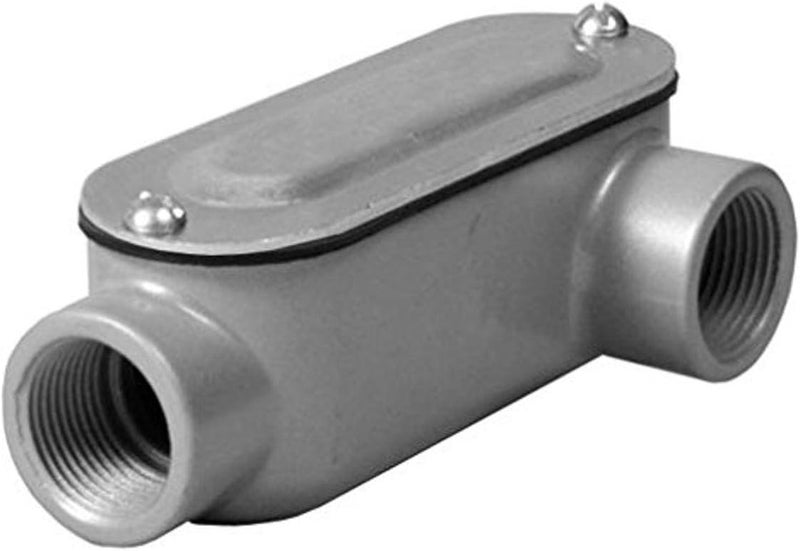 RLL125 Threaded LL Type Conduit Body, Die Cast Aluminum, Stamped Steel Cover, 1-1/4-Inch, Gray