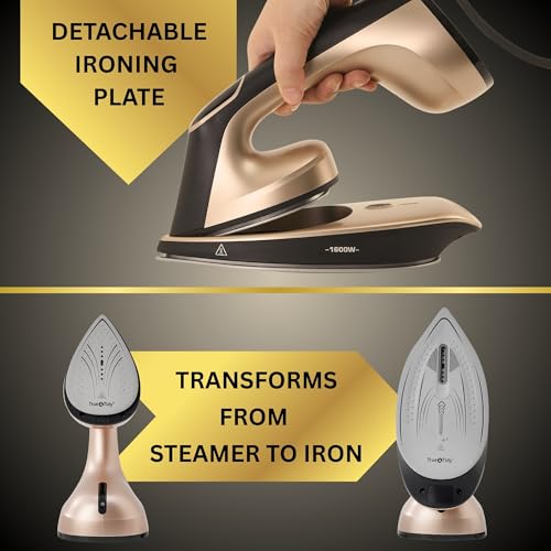 True & Tidy DuoPress XL 2-in-1 Clothes Steamer & Iron, 1600W Powerful Turbo Steam, Large Ceramic Plate, Smart Temperature Control, 3 Steam Modes - Image 3