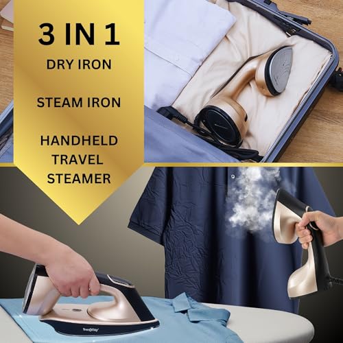 True & Tidy DuoPress XL 2-in-1 Clothes Steamer & Iron, 1600W Powerful Turbo Steam, Large Ceramic Plate, Smart Temperature Control, 3 Steam Modes - Image 5